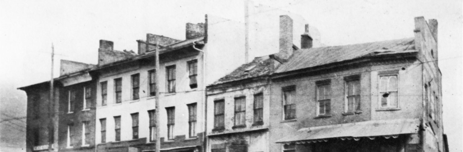 A historic image of the Huron Block in Ann Arbor, 1831.